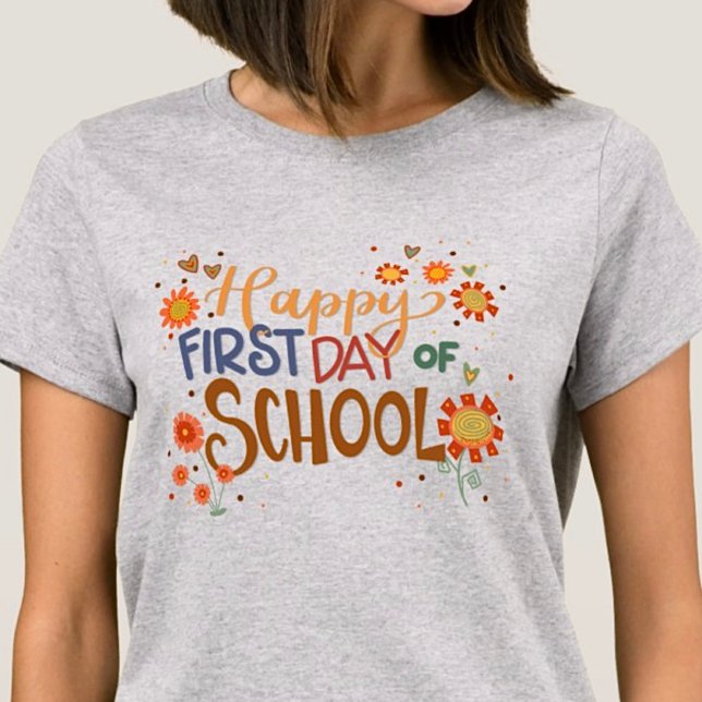 Camiseta Feliz primeiro dia de diversão escolar Professor d (Criador carregado)
