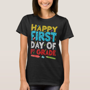 Camiseta Feliz Primeiro Dia De Estudante Do 1º Ano De rua