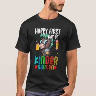 Camiseta Feliz Primeiro Dia De Jardim De Infância Cavalo Cr