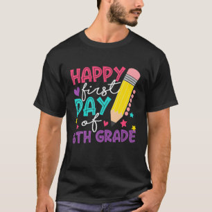 Camiseta Feliz Primeiro Dia De Lápis Cortês De 6 Grau De Vo