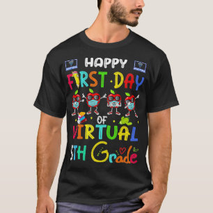 Camiseta feliz primeiro dia de máscara de maçã de 5 virtual