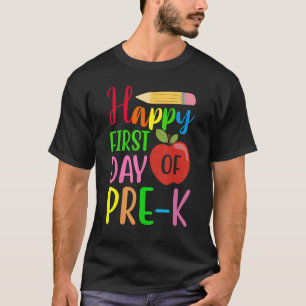 Camiseta Feliz Primeiro Dia De Pré-K De Volta Ao Estudante