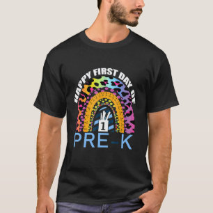 Camiseta Feliz Primeiro Dia De Pré K Professora Arco-íris L