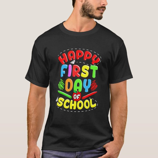 Camiseta Feliz Primeiro Dia De Professor De Volta À Escola (Frente)