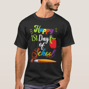 Camiseta Feliz Primeiro Dia de Professora Paint Br