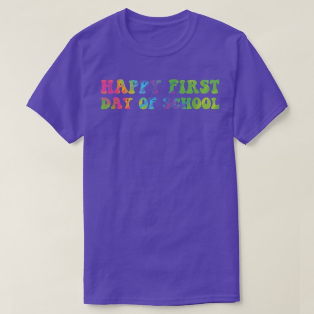 Camiseta Feliz Primeiro Dia de Professores Alunos Tie Di (Frente do Design)