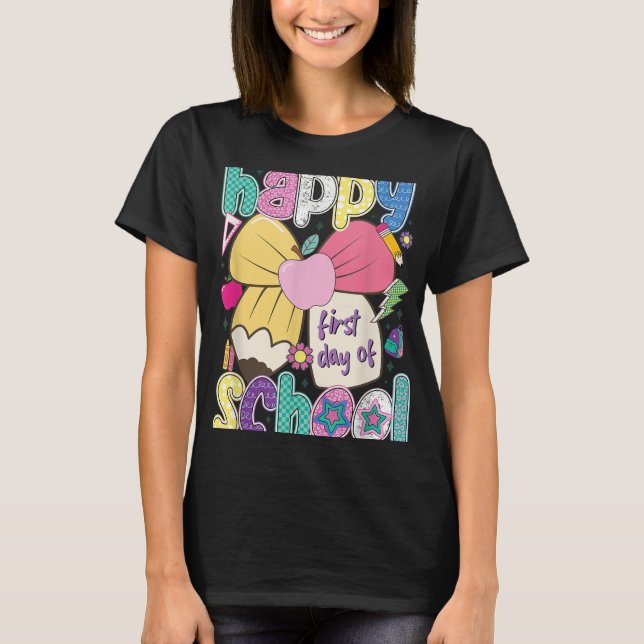Camiseta Feliz Primeiro Dia De Professores De Lápis Na Esco (Frente)