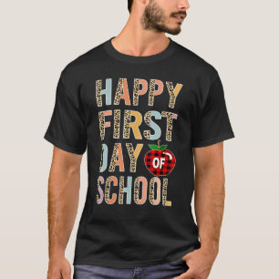Camiseta Feliz Primeiro Dia de Professores De Leopardo Da E