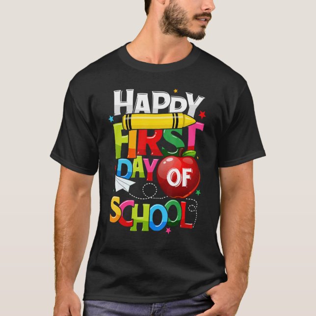 Camiseta Feliz Primeiro Dia De Professores Meninas De Volta (Frente)