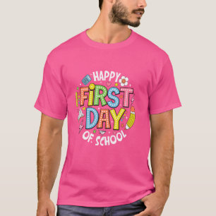 Camiseta Feliz Primeiro Dia De Professores Rapazes De Volta