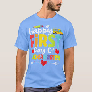Camiseta Feliz Primeiro Dia Do Jardim De Infância De Volta