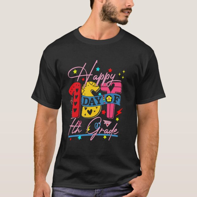 Camiseta Feliz Primeiro Dia Do Sétimo Ano Professor 7º Ano (Frente)