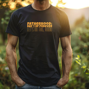 Camiseta Feliz primeiro Dia dos Pais letra laranja humor