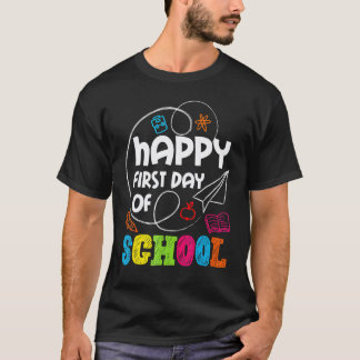 Camiseta Feliz Primeiro Professor Aluno Jardim de Infância