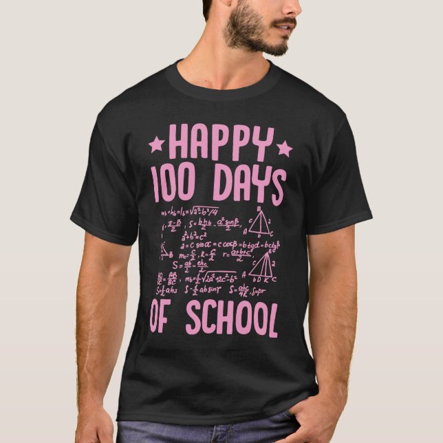 Camiseta Feliz Professor de Matemática 100 Dias de Equações (Frente)