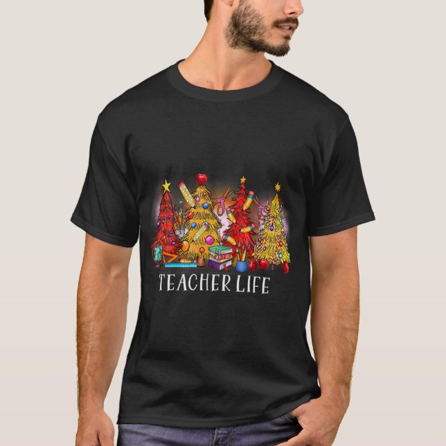 Camiseta Feliz Professor de Natal Árvores de Natal Tie Dye (Frente)