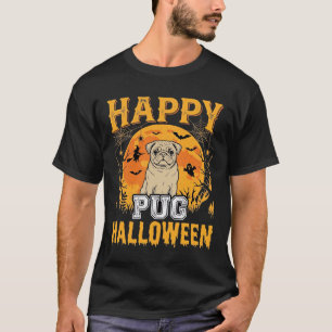 Camiseta Feliz Pug Design de Cachorro Assustador de Hallowe