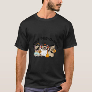 Camiseta Feliz Pug-O-Ween Cute Costumes Pug Dog Halloween D