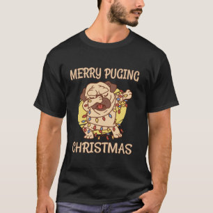 Camiseta Feliz Pugando Papais noeis de Natal Pug Pug Xmas P