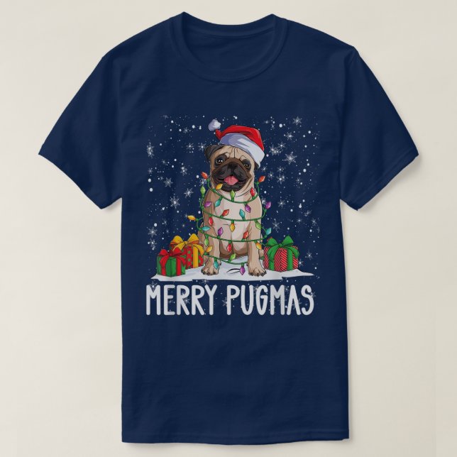 Camiseta Feliz Pugmas 2022 Festa de Natal Pug Lov (Frente do Design)