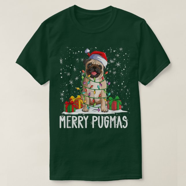 CAMISETA FELIZ PUGMAS 2022 XMAS PUG CHRISTMAS PARTITY PUG L (Frente do Design)