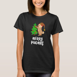 Camiseta Feliz Pugmas Árvore de Natal Cachorro Pet Pug