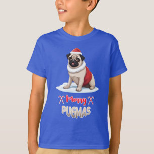 Camiseta Feliz Pugmas Cão-de-Papai noel-de-fêmur-doce