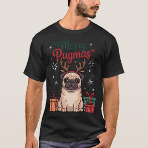 Camiseta Feliz Pugmas Chapéu de Papai Noel Natal É a Época