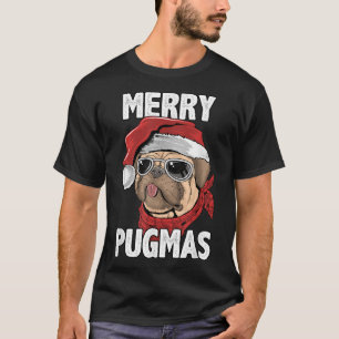 Camiseta Feliz Pugmas Engraçado Natal Pug Santa Hat Dog Lov