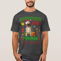 Feliz Pugmas Luzes de Natal Papais noeis Pug Dog F