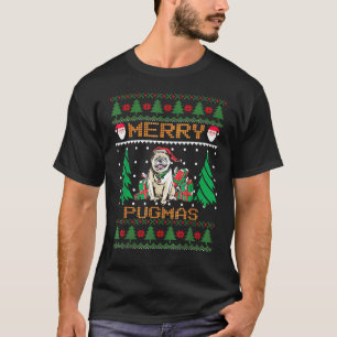Camiseta Feliz Pugmas Natal Feio Suor Pug Family Pa