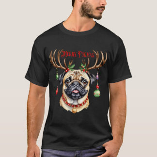 Camiseta Feliz pugmas Natal pug cachorro