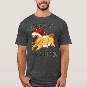 Camiseta Feliz Pugmas natalino Cute Pug Lover Girl Boy Wom