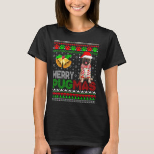 Camiseta Feliz Pugmas Papais noeis de Natal Doce Cachorro P