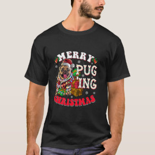 Camiseta Feliz Pugnando Papais noeis De Cachorro De Natal P