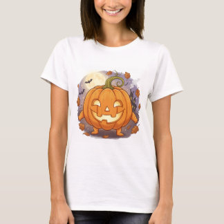 Camiseta Feliz Pumpkin de Cartoon Jack-O'-Lanterna