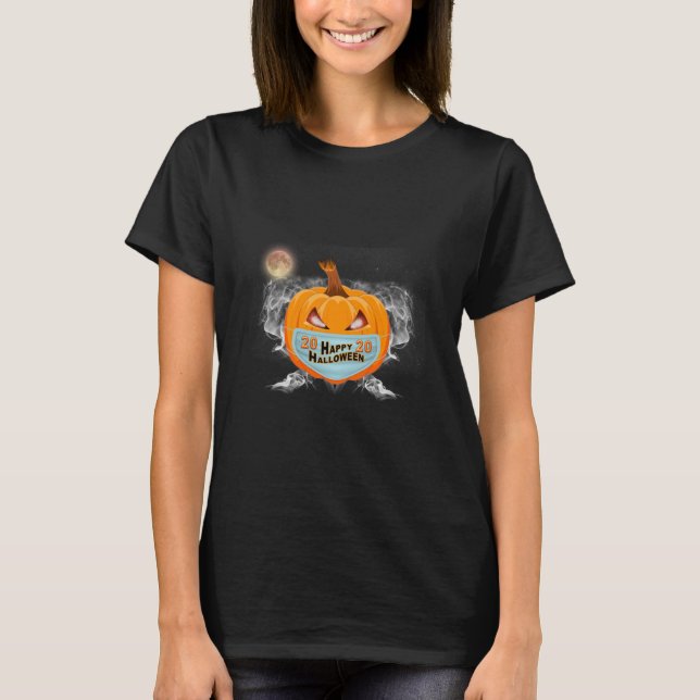 Camiseta Feliz Pumpkin de Olhos de Incêndio do Dia das Brux (Frente)