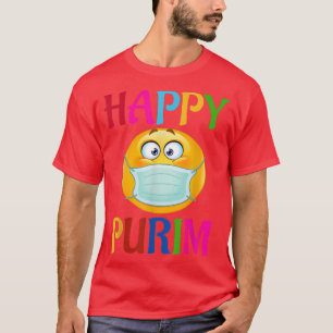 Camiseta Feliz Purim Costume Engraçado Máscara Judaica