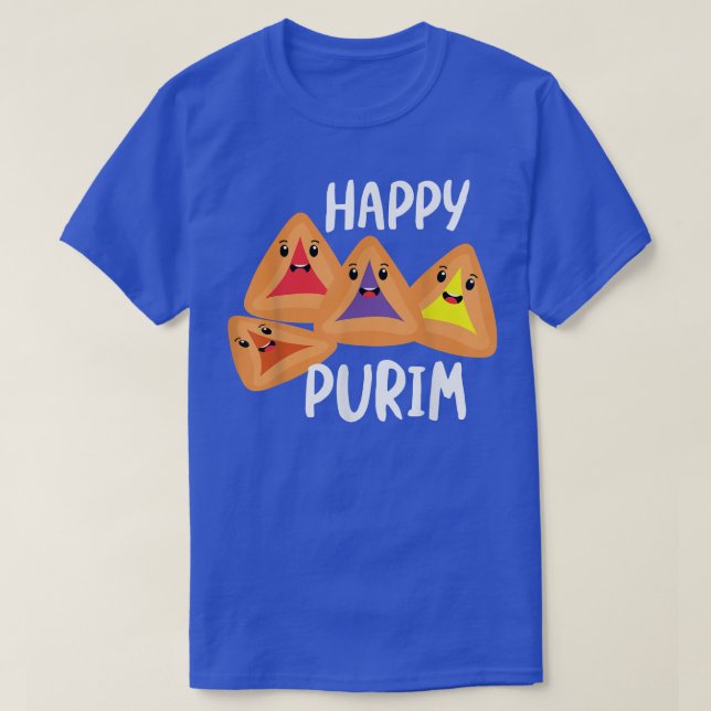 Camiseta Feliz Purim Idea Cute Hamantaschen Judeu (Frente do Design)