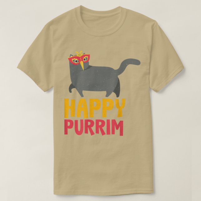 Camiseta Feliz Purim Idea Engraçado Gato Hebraico Judeu H (Frente do Design)