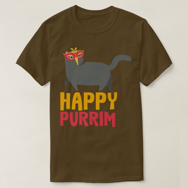 Camiseta Feliz Purim Idea Engraçado Gato Hebraico Judeu H (Frente do Design)