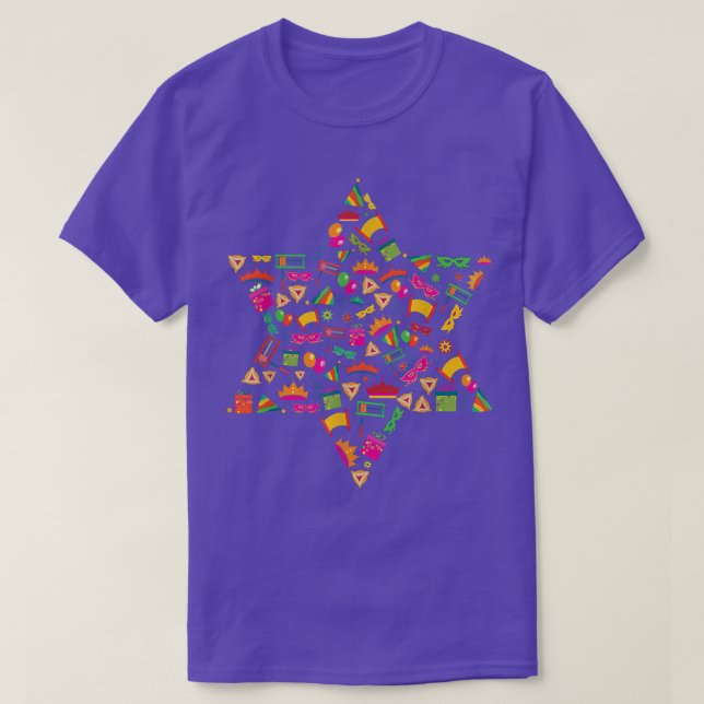 Camiseta Feliz Purim Idea Engraçado Hebraico Holid Judeu (Frente do Design)
