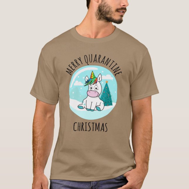 Camiseta Feliz Quarantine Christmas Unicorn (Frente)