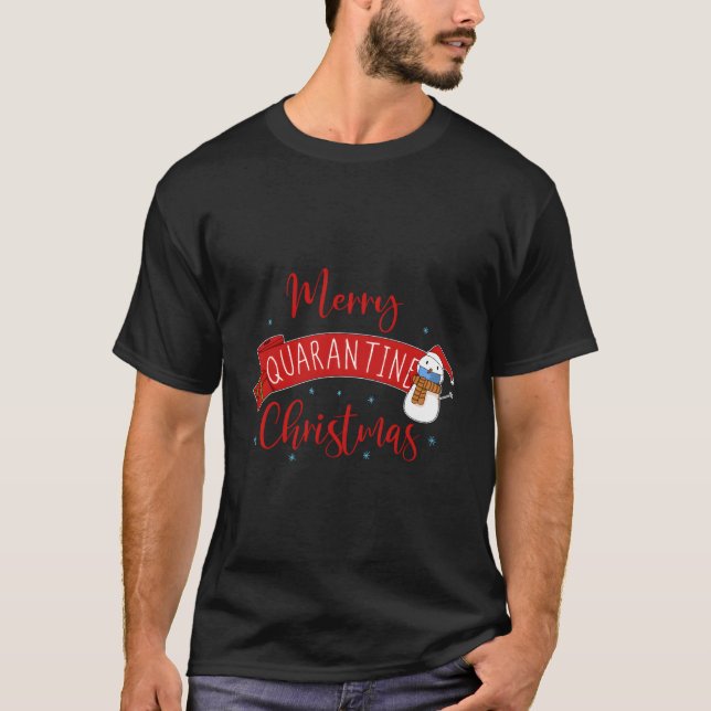 Camiseta Feliz Quarantine Natal 2020 Cara de Snowman Bonito (Frente)