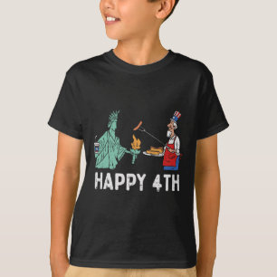 Camiseta Feliz Quatro Estátua da Liberdade Tio Sam Divertid