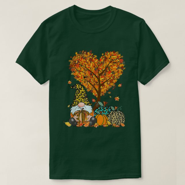 Camiseta Feliz Queda Os Gnomos Pumpkin Outono Obrigados de  (Frente do Design)