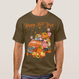 Camiseta Feliz Queda Vocês Flamingo Pumpkin Caminhão do out