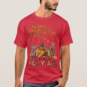 Camiseta Feliz Queda Vocês Todos Engraçados Gatos Autumn Pu
