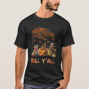 Camiseta Feliz Queda Vocês Todos Gatos Autumn Pumpkins Hall