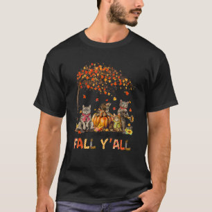 Camiseta Feliz Queda Vocês Todos Gatos Autumn Pumpkins Hall